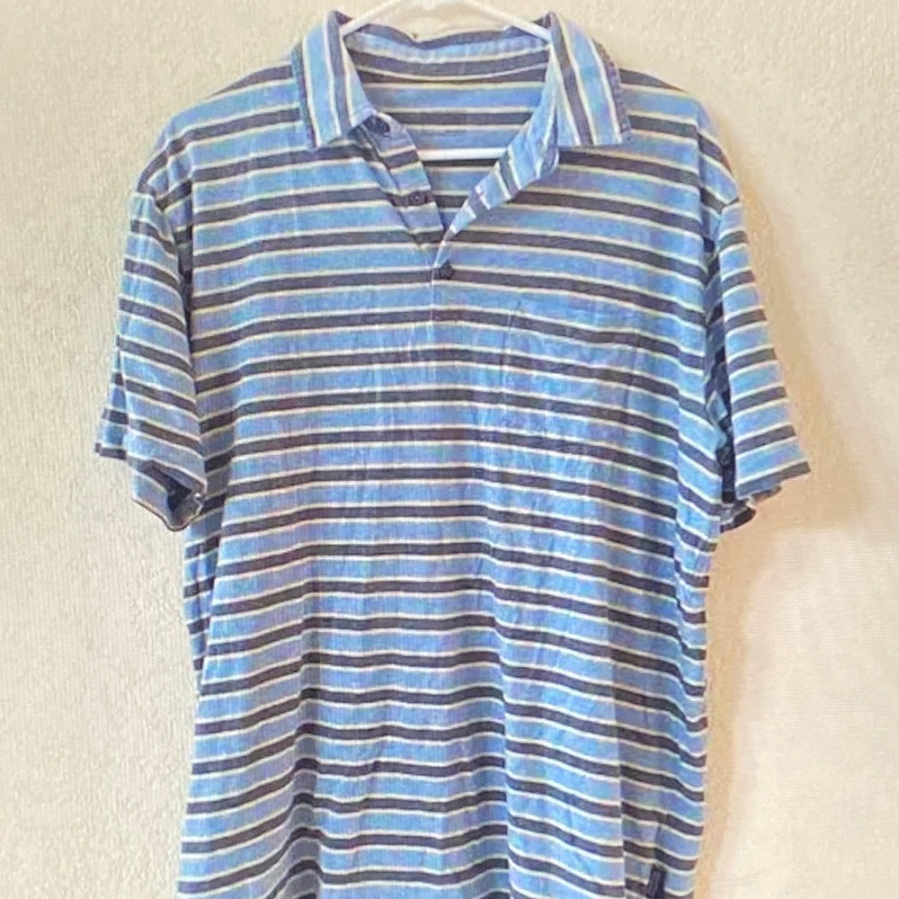 Patagonia Blue and White Striped Polo Shirt